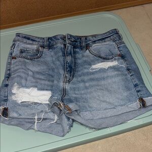 American Eagle Outfitters Blue Jean Shorts Distressed Cuffed